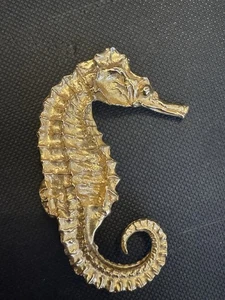 Gold Tone Metal Seahorse Pin 2.25” X 1.5” Preowned Great! - Picture 1 of 3