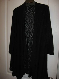Marla Wynne Lagenlook Linen Blend Knit Cardigan Black Size M/L Oversized Relaxed - Picture 1 of 7