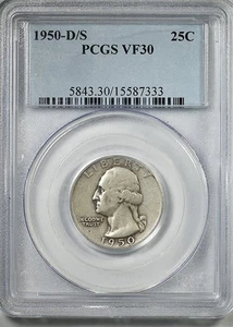 1950-D/S Washington Quarter 25C PCGS VF30 - Picture 1 of 5