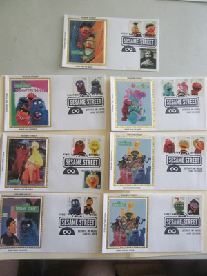 Combo de sello especial Seven Sesame Street 2019 Fdcs Sc#5394+ Sc#3944k Colorano Foto 1 de 4