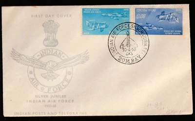 INDIA 1958 JUBILEO DE PLATA FUERZA AÉREA INDIA PRIMER DÍA CUBIERTA BOMBAY CANC. Foto 1 de 2