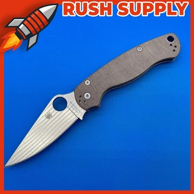 Spyderco Para Military 2 Brn Manijas Micarta CPM Cru-Wear Hoja de Acero - C81MPCW2 Foto 1 de 4