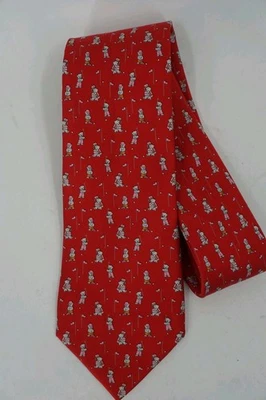 Corbata Salvatore Ferragamo para hombre talla única roja estampado de oso de golf novedad Italia Foto 1 de 3