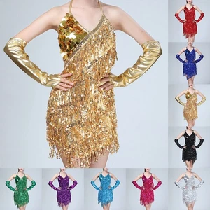 Comfortable Women Dress Competition Clothing Prom Sleeveless Tango Dance - Picture 1 of 30