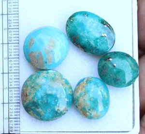 45,70 ct 17 mm natürlicher runder Cabochon Kingman blau türkis lose Edelsteine 5 Stck. - Bild 1 von 4