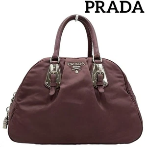 Auténtico bolso de mano PRADA bolso mini bolso Boston nailon cuero púrpura - Imagen 1 de 24