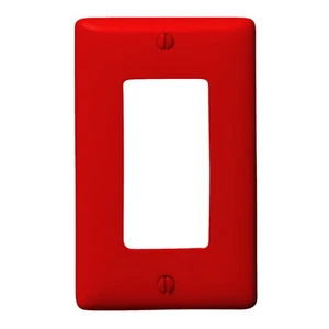Hubbell NP26R Red 1-Gang Decorator Unbreakable Nylon Standard Wallplate Cover - Picture 1 of 2