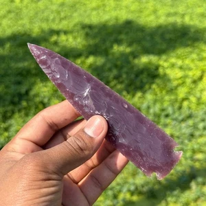 Beautiful Purple Obsidian Glass Arrowhead – Hand Knapped Crystal Stone 3-6 INCH - Picture 1 of 5