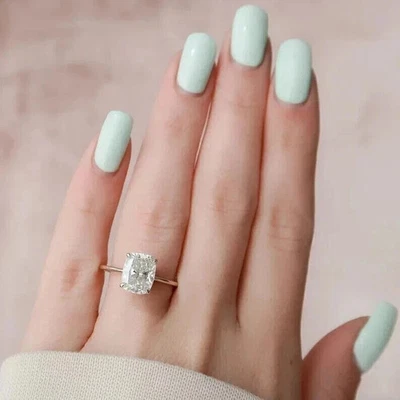 Cushion 3.15 Ct  IGI Certified Lab Grown Diamond Wedding Ring 14k Yellow Gold - Image 1 of 4