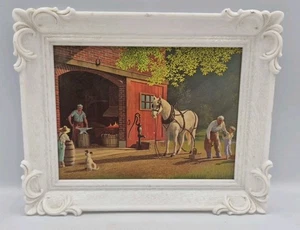 Vintage Distressed Paul Detlefsen gerahmter Druck "Horse & Buggy Days" Holz 8" × 6" - Bild 1 von 4