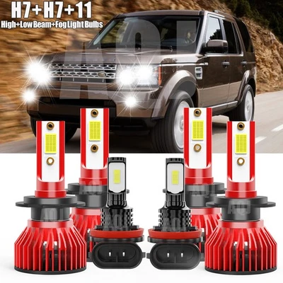 Front LED Headlight Fog Light Bulbs Kit 6000K For Land Rover LR3 2005-2009 - Image 1 of 4