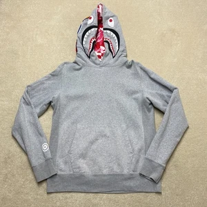 Bape Shark Hoodie Medium Men's Grey A Bathing Ape Pullover - Picture 1 of 18