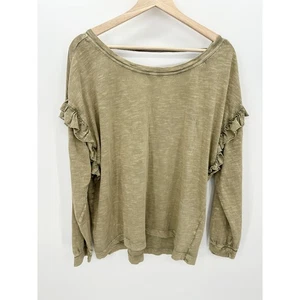 Pilcro Anthropologie Top Damen Medium moosgrün Rüschen hinten offen Tunika T-Shirt - Bild 1 von 9