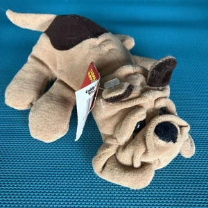 Vintage Cuddle Wit Shar Pei Brown Wrinkly Bulldog Puppy Dog 1996 Plush 9" NWT - Picture 1 of 7