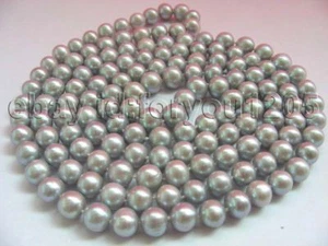 Longest 52" Natural 10mm Round Gray Pearl Necklace! - Picture 1 of 1