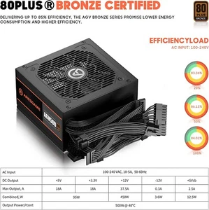 ARESGAME AGV Series 500W Power Supply 80 Plus Bronze Certified - Afbeelding 1 van 5