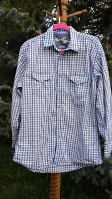 Camisa De Colección Wrangler 20X Vaquero Occidental Gris Cuadros RETRO Para Hombres Talla L Perla A Presión  Foto 1 de 4