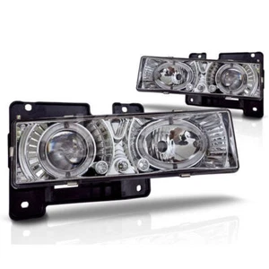 For Cheverlot GMC C10 Clear Halo Projector Lens Chrome Housing Head Lights Lamps - Picture 1 of 4