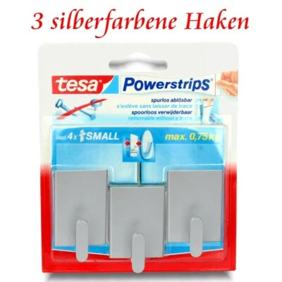 tesa Powerstrips® Haken - Selbstklebend o. Bohren -1 Pack = 3 Klebehaken grau  - Bild 1 von 4