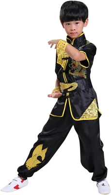 Conjunto de calças camiseta uniforme chinês dragão tai chi mestre kung fu meninos meninas - Imagem 1 de 4