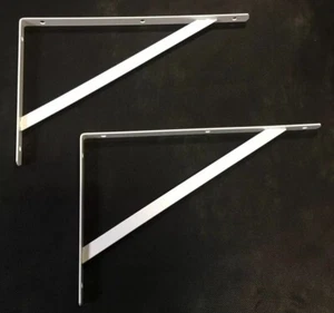 PAIR Triangle Angle Bracket Wall Mounted Bench Table Shelf Bracket WHITE STEEL - Imagen 1 de 4