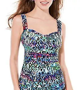 NWT GOTTEX Profile AZTEC Tankini 2 pc Tankini BATHING Suit SWIMSUIT - 8 & 32 D - Picture 1 of 9
