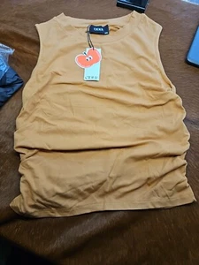 CIDER Brown Adjustable Ribbed Sleeveless Shirt - Picture 1 of 5