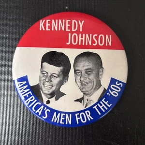 4" 1960 John F. Kennedy/LBJ presidential campaign pin Americas Men For The '60s - Picture 1 of 3