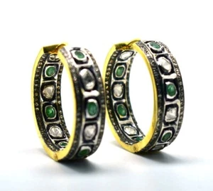 Pendientes de diamantes naturales Pendientes de plata de ley 925 Pendientes d... - Imagen 1 de 3