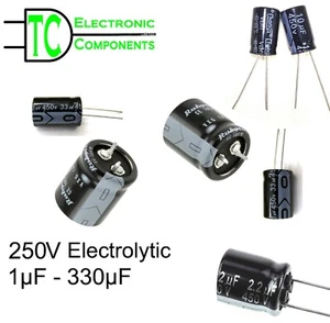250V Electrolytic Radial Capacitors Polarized 105°C 1uF to 330µF - Picture 1 of 7