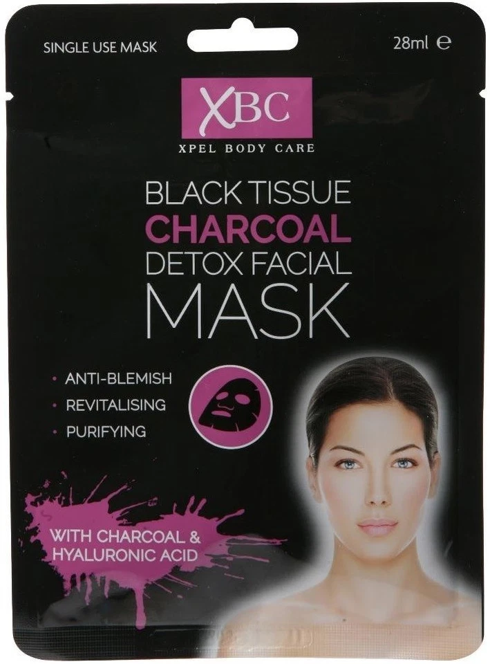 XBC Black Tissue Charcoal Detox Facial Face Mask - With Hyaluronic Acid - Image 1 of 1
