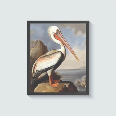 Pôster com estampa de arte vintage Pelican Bird pintura de arte de parede - Imagem 1 de 4