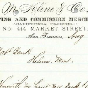 Scarce Aug 1887 San Francisco Letterhead M. Kline & Co. "California Produce"  - Picture 1 of 4