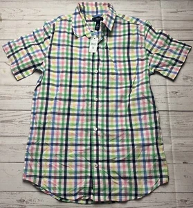 Gap Kids Boys Size XXL Multicolor Plaid Short Sleeve Button Up Shirt NWT - Picture 1 of 5