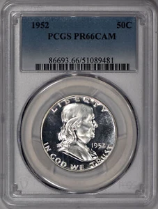 1952 Proof Franklin Half Dollar 50c PCGS PR 66 CAM - Nice White Coin! - Picture 1 of 5