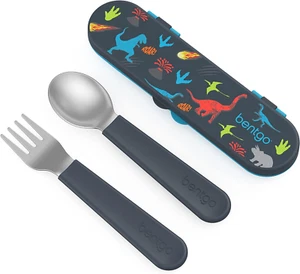 ® Kids Stainless Steel Utensil Set - Reusable Fork, Spoon & Storage Case - Hi... - Picture 1 of 1