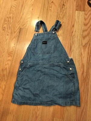 Obey Worldwide Overall Blue Denim Short Dress Size Small S Pockets — 第 1/4 张图片
