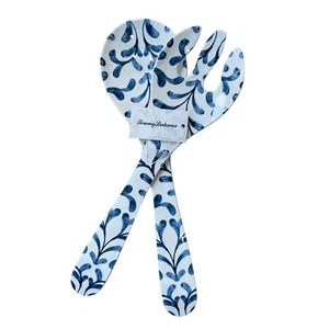 TOMMY BAHAMA Melamine Utensil Set Blue & White Salad Serving Spoon Fork NEW - Picture 1 of 8