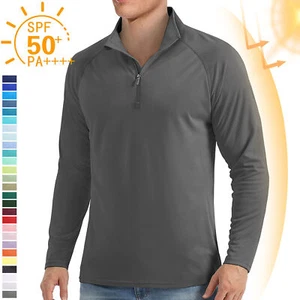 Camisas UPF50+ para hombre 1/4 con cremallera UV de verano protección de la piel rendimiento pesca - Imagen 1 de 176