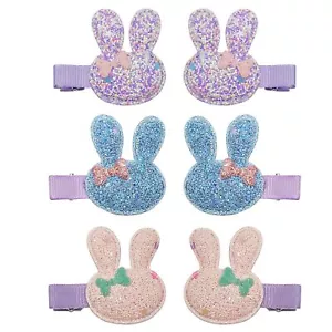 6Pcs Bunny Hair Clips Glitter Rabbit Hair Bow Accessories for Easter Hallowee... - Picture 1 of 6