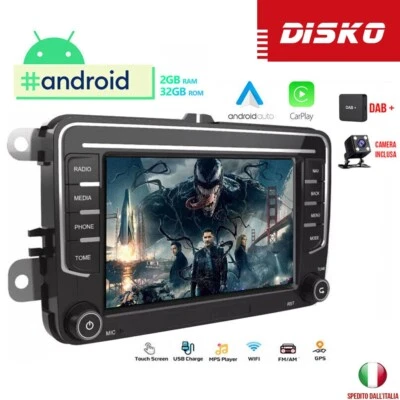 AUTORADIO ANDROID STEREO AUTO 7" DAB+ CARPLAY VOLKSWAGEN GOLF 5 6 PASSAT TIGUAN - Immagine 1 di 4