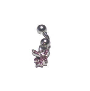 1 -14g 6mm Mini Pink Paved Rhinestone Playboy VCH Christina Fourchette Hood Ring - Picture 1 of 2