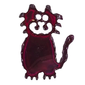 Cat Brooch Enamel Pin Purple Artesian Art Statement Piece Abstract Halloween VTG - Picture 1 of 5