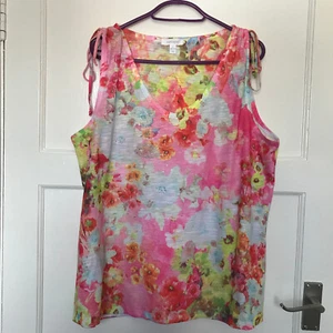 Concepts Floral Tank Top UK 12 14 Large Sleeveless Pink Yellow Sleeveless - Picture 1 of 10