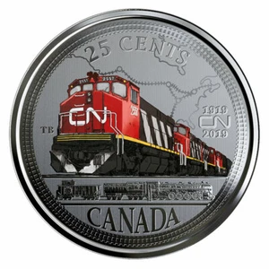 Kanada 25 Cent Viertelmünze, CN Eisenbahn, Zug, Diesellok, 2019 - Bild 1 von 4