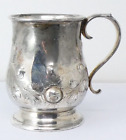 Victorian++1%2F2+Half+Pint+Tankard+Silver+Plated++Repousse+%26+Chased+Floral+Pattern
