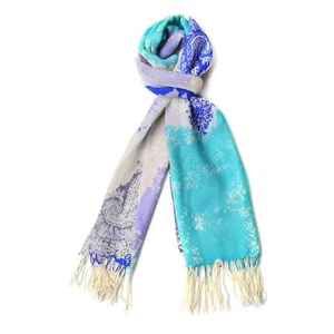 Bufanda 100 % lana patrón cachemira multicolor con borlas trenzadas ¡¡Nueva!! #S105 - Imagen 1 de 2