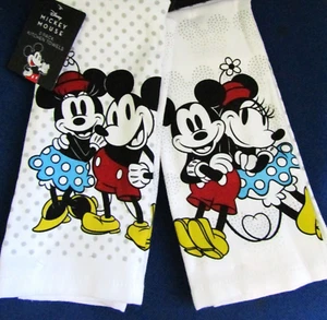 Disney Mickey Mouse & Minnie Mouse 2 Pack Kitchen Towel 16 x 26" 100% Cotton - Picture 1 of 5