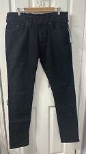 True Religion Mens Rocco Relaxed SKINNY Fit Stretch Jeans Flaps Black Size 38x35