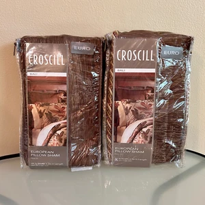 Croscill Bali Beige European Pillow Sham Corded Trim Set of 2 - Picture 1 of 8